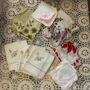 Vintage Handkerchiefs Lot of 9  light stains